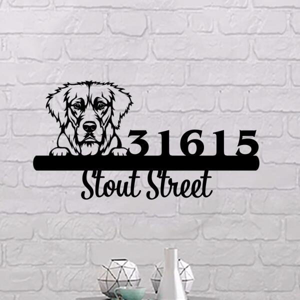 Dog Lovers Metal House Number Sign Cute Dog With Number And Street Address Personalized