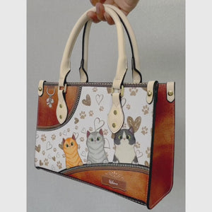 Lovely Cat  Leather Handbag