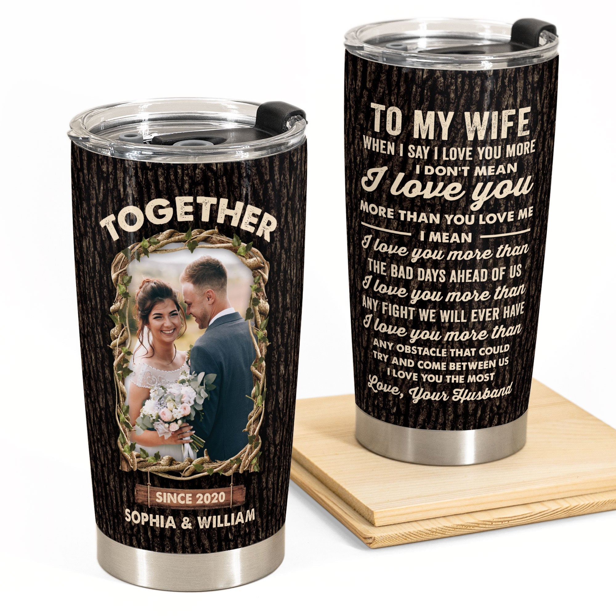 (Photo Inserted) I Love You The Most - Personalized Tumbler Cup - Birthday, Loving Gift For Couple, Wife, Husband, Life Partner