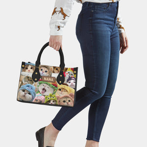 Cute Cat  Leather Handbag