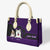 Dog Purple Heart  Leather Handbag