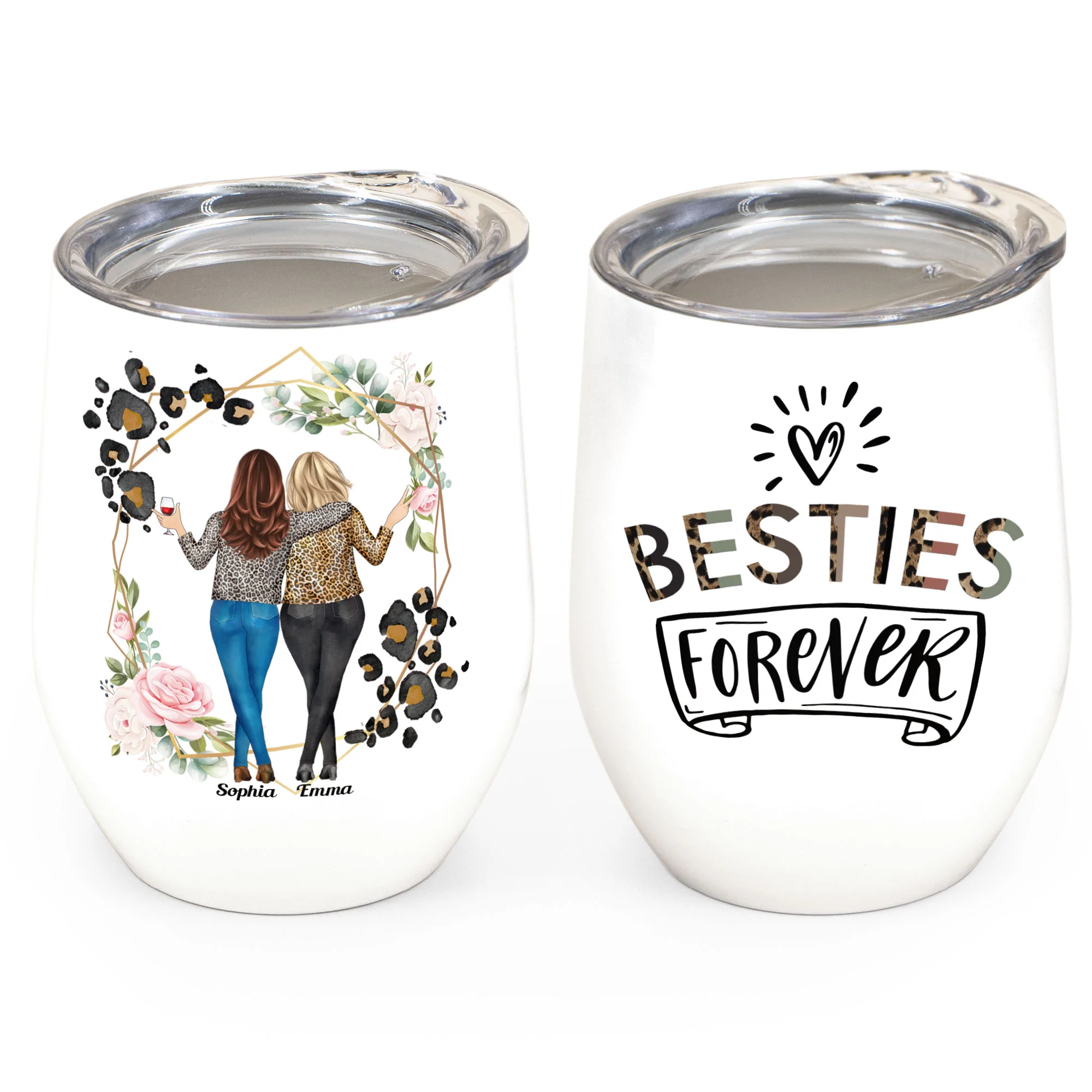 Besties Forever - Personalized Wine Tumbler - Birthday Gift Funny Gift For Besties, BFF, Soul Sisters, Soul Sistas