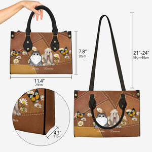 Pet Daisy Flower  Leather Handbag