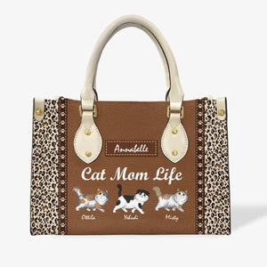 Cat Mom Life  Leather Handbag