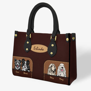 Dog In The Square  Leather Handbag