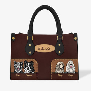 Dog In The Square  Leather Handbag