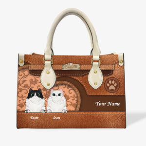 Heart Shape Cat  Leather Handbag